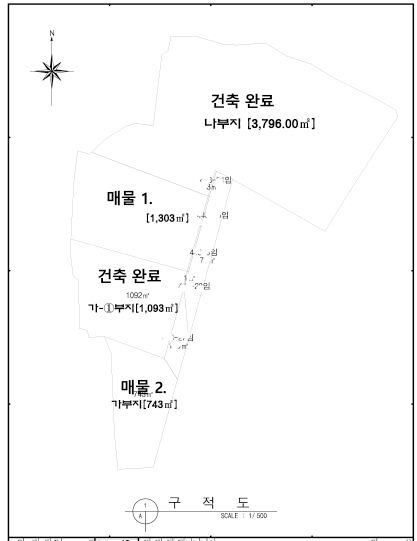 김포 통진읍 공장 부지 구적도 및 도로