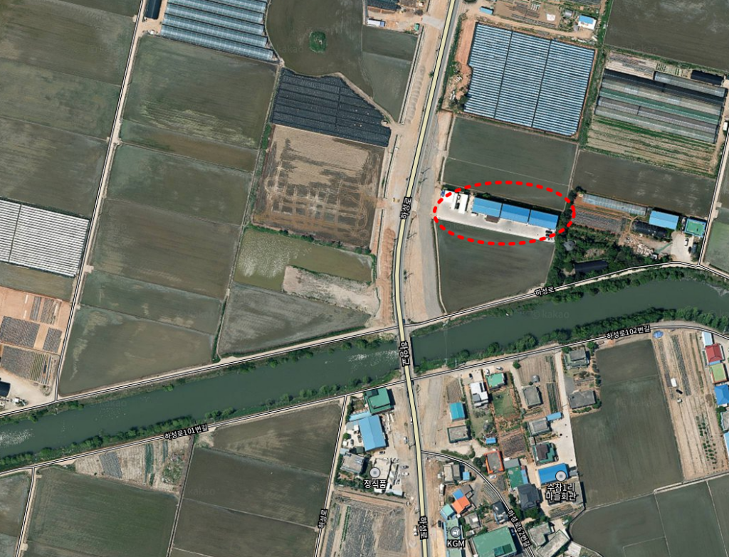 김포 통진IC 인근 HACCP 식품공장 임대 매물 항공 위치도