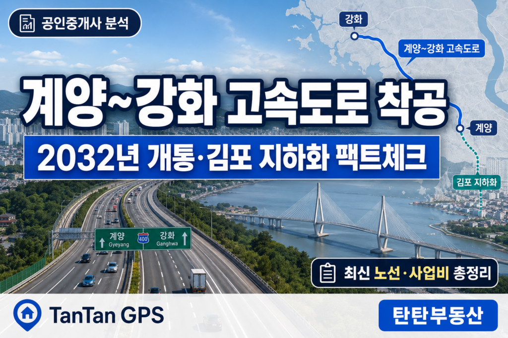 계양~강화 고속도로 착공과 2032년 준공 목표, 김포 지하화 쟁점을 설명하는 공인중개사 분석 블로그 썸네일