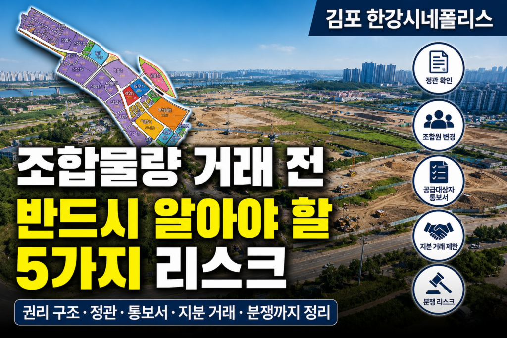 김포시네폴리스 조합물량 거래 리스크를 설명하는 썸네일 이미지