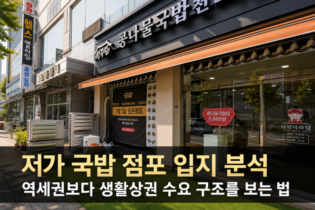 저가 국밥 점포 입지를 생활상권 수요 구조와 반복 방문 관점에서 분석한 블로그 썸네일
