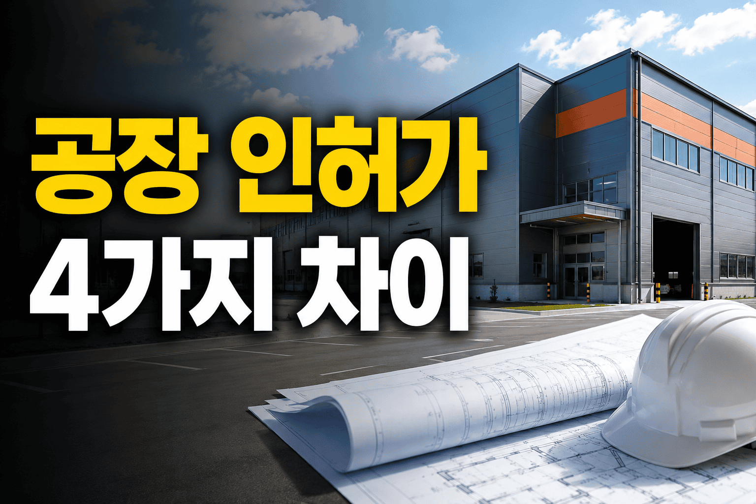 개발행위허가·건축허가·공장설립승인·공장등록의 차이를 설명하는 공장 인허가 안내 이미지