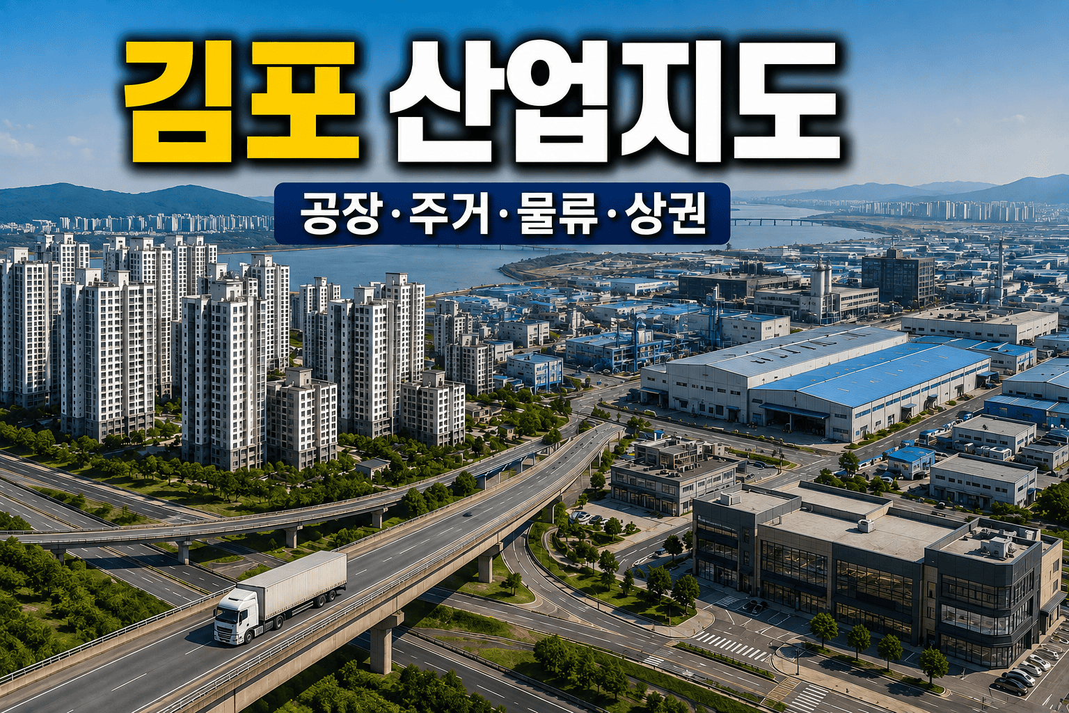 김포의 주거지, 산업단지, 물류도로, 상업시설을 함께 보여주는 산업지도 썸네일